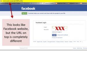 Phishing links on Facebook